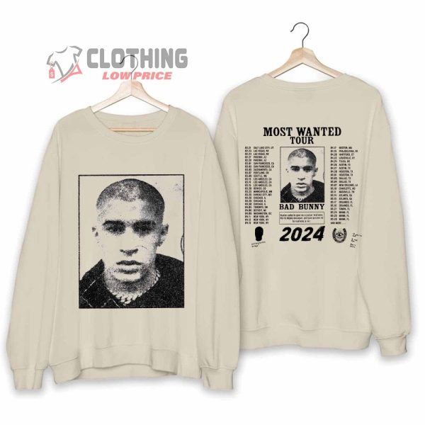 Bad Bunny Most Wanted Bunny Tour 2024 Merch, Bad Bunny 2024 Concert Shirt, Most Wanted Bad Bunny Tour T-Shirt