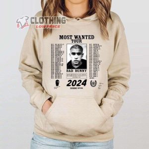 Bad Bunny Most Wanted Tour Merch, Most Wanted Tour Tickets Shirt, Bad Bunny 2024 North American Tour T-Shirt