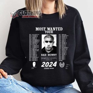Bad Bunny Most Wanted Tour Merch Most Wanted Tour Tickets Shirt Bad Bunny 2024 North American Tour T Shirt 2