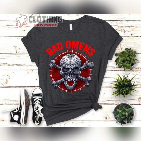 Bad Omens Totenkopf Style Shirt, Bad Omens Skull T-Shirt, Unheilvoller Look Shirt, Bad Omens Merch