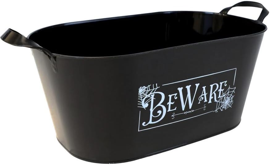 Be Ware Black Oval Halloween Plastic Buckets amazon