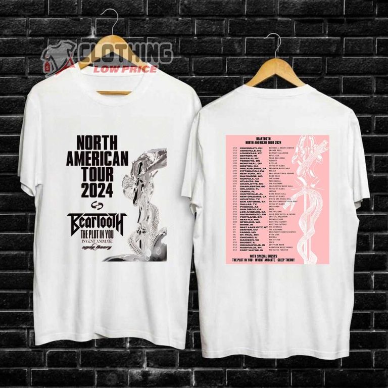 Beartooth North American Tour 2024 Vip Package Merch Beartooth 2024   Beartooth North American Tour 2024 Vip Package Merch Beartooth 2024 Headline Tour Tee The Plot In You Invent Animate Sleep Theory 2024 North American Tour T Shirt 768x768 