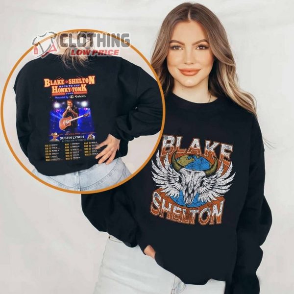 Blake Shelton Back To The Honky Tonk Tour 2024 Merch, Blake Shelton 2024 Tour Dates Shirt, Blake Shelton 2024 Concert T-Shirt