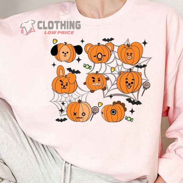 Bt21 Halloween Pumpkin Sweatshirt, BTS Halloween Shirt, Halloween Pumpkin, Bt21 All Characters Pumpkin, Bt21 Spooky Season, Bts Merch, Gift For Army