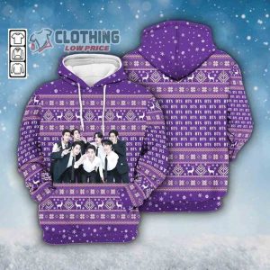 Bts Ugly Christmas Kpop 3D Sweater, Bangtan Santa Claus Sweatshirt, BTS Christmas Gift Shirt, Army Apobangpo Christmas Pattern Hoodie