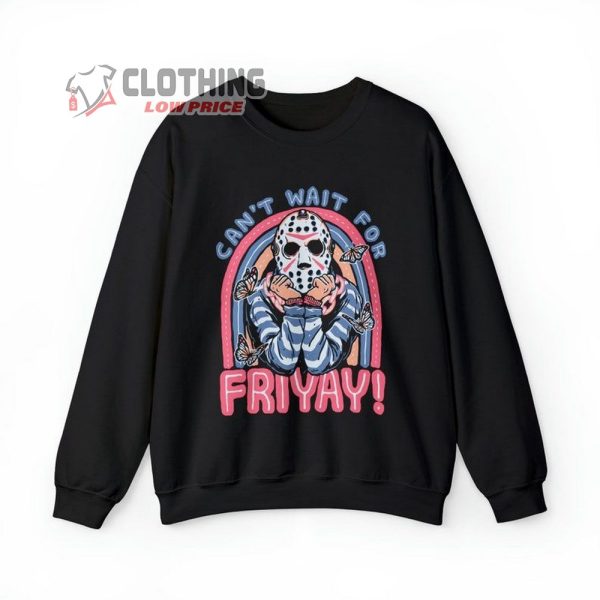 Can’T Wait For Friday Sweater, Halloween Sweatshirt, Friday 13Th Sweat Shirt, Jason Voorhees Shirt, 80S Horror Movie Shirt, Trending Halloween Gift