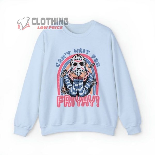 Can’T Wait For Friday Sweater, Halloween Sweatshirt, Friday 13Th Sweat Shirt, Jason Voorhees Shirt, 80S Horror Movie Shirt, Trending Halloween Gift