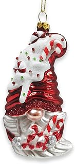 Candy Cane Gnome Glass Christmas Ornament amazon