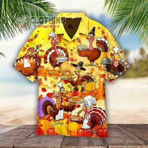 Chef Turkey Thanksgiving Shirt, Funny Hawaii Shirt, Thanksgiving Hawaii Shirt, 3D Hawaiian Aloha Shirt, Thanksgiving Day, Thanksgiving Gift