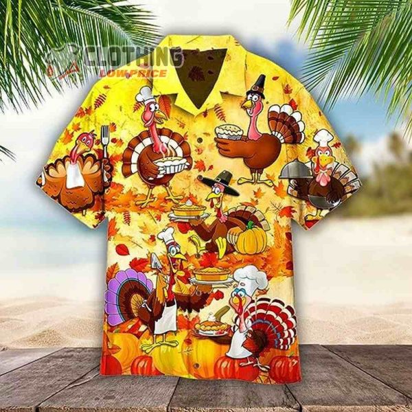 Chef Turkey Thanksgiving Shirt, Funny Hawaii Shirt, Thanksgiving Hawaii Shirt, 3D Hawaiian Aloha Shirt, Thanksgiving Day, Thanksgiving Gift