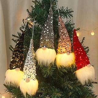 Christmas Tree Ornaments Christmas Gonks with Light 5PCS Christmas Gnome Ornaments amazon