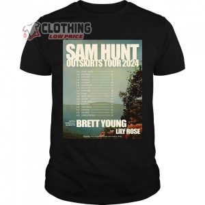 Country Superstar Sam Hunt Merch Sam Hunt Outskirts Tour 2024 Shirt Sam Hunt Tour Dates 2024 With Brett Young And Lily Rose T Shirt