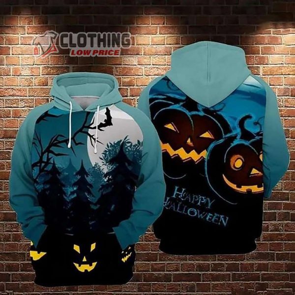 Creative Halloween Pumpkin Shirt, Halloween 3D Shirt, Scary Skull Paint All Over Print Hoodie,Halloween Sweatshirt, Halloween Gift