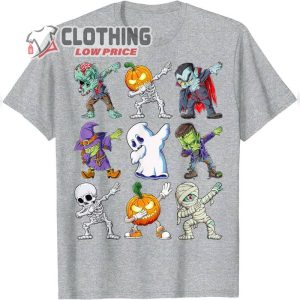 Dabbing Halloween Boys Skeleton Ghost Witch Pumpkin Zombie Scary Pumpkin Mummy T Shirt 1