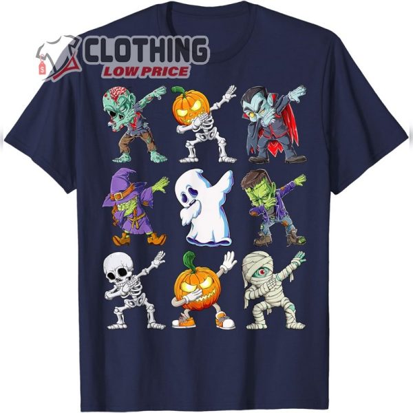 Dabbing Halloween Boys Skeleton Ghost Witch Pumpkin Zombie Scary Pumpkin Mummy T-Shirt