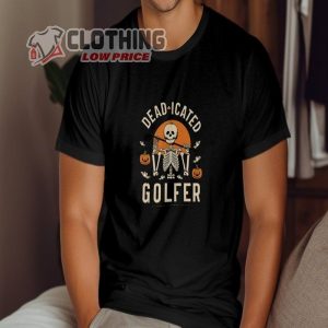 Deadicated Golfer Halloween Golf Shirt For Guys Best Golf Gift For Halloween Gift, Fall Golf Skeleton Shirt Halloween