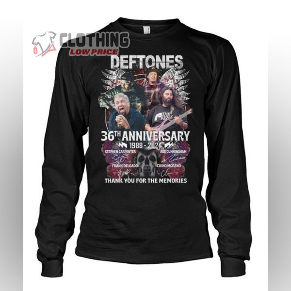 Deftones 36th Anniversary 1988 – 2024 Thank You For The Memories Merch, Deftones Album Shirt, Deftones Tour 2024 T-Shirt