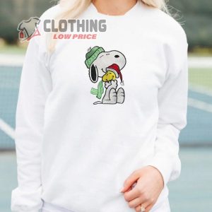 Embroidered Sno.Opy Christmas Gratitude Crewneck Sweatshirt, Sno.Opy And Woodstock Christmas Embroidered Crewneck Sweater