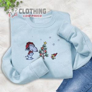 Embroidered Snoopy Christmas Shirt Snoopy And Woodstock Christmas Embroidered Crewneck Tee