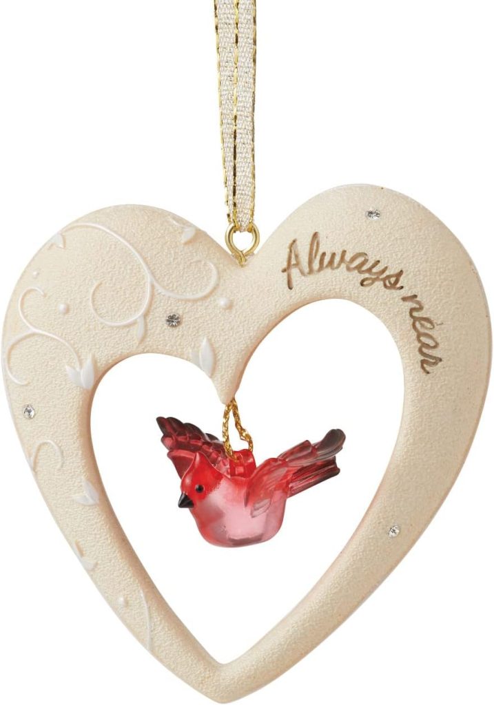 Enesco Foundations Expressions Always Near Cardinal Charm Heart Hanging Ornament amazon