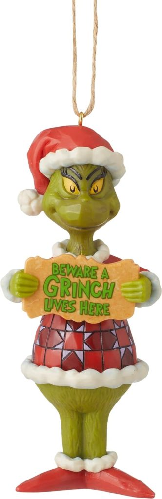 Enesco Jim Shore Dr. Seuss Beware a Grinch Lives Here Hanging Ornament amazon