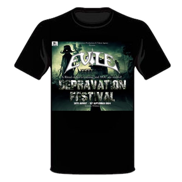 Evile Event 2024 A Ritual Of Sin Depravation Festival Merch, Evile Concert 2024 Poster And Tour Dates T-Shirt