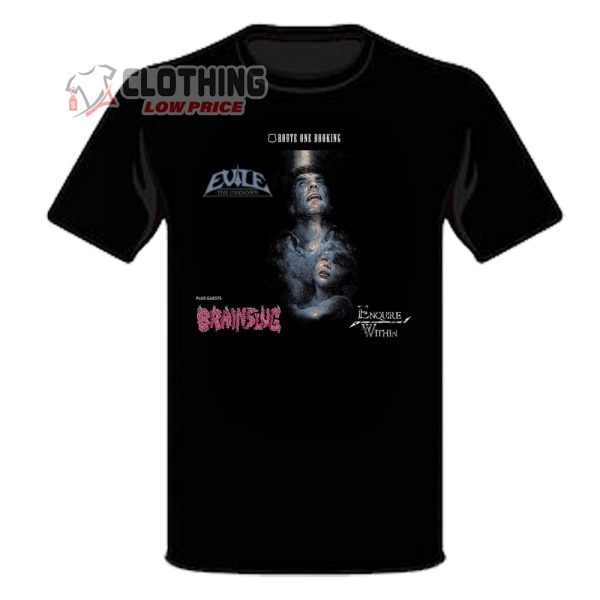 Evile The Unknown Tour 2024 Poster Merch, Evile Brainslug Concert 2024 Poster T-Shirt