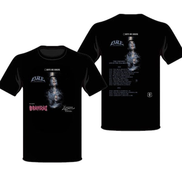 Evile The Unknown Tour 2024 Poster Merch, Evile Brainslug Concert 2024 Poster, Tour Dates And Tickets T-Shirt