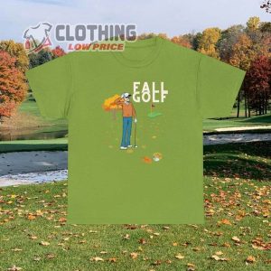 Fall Golf Heavy Cotton Tee, Funny Golf Golfball Hiding From Golfer Under A Leaf, For The Golfer In Your Life Long Or Short Sleeve