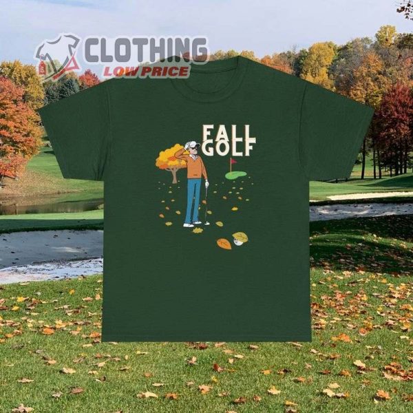 Fall Golf Heavy Cotton Tee, Funny Golf Golfball Hiding From Golfer Under A Leaf, For The Golfer In Your Life Long Or Short Sleeve