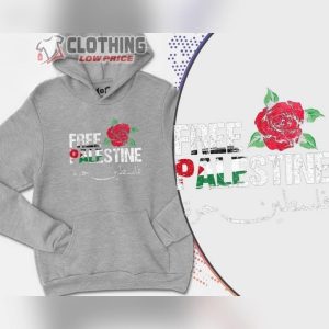 Free Palestine Arabic Unisex Hoodie, Rose Flower Anti War Merch, East Africa Heritage Palestinian Flag Jumper, Human Rights Activist Shirt, Arabic Gifts T-Shirt