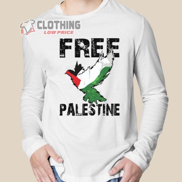 Free Palestine Palestinian Flag Bird Egle Palestine Merch, Free Palestine Shirt, Stop War Stand With Palestine Unisex Long Sleeve Shirt