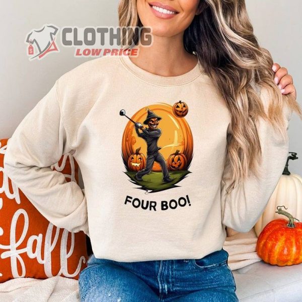 Funny Halloween Gift For Golfers, Halloween Golf Four Boo Funny Shirt, Retro Golfer Swinging Pumpkins