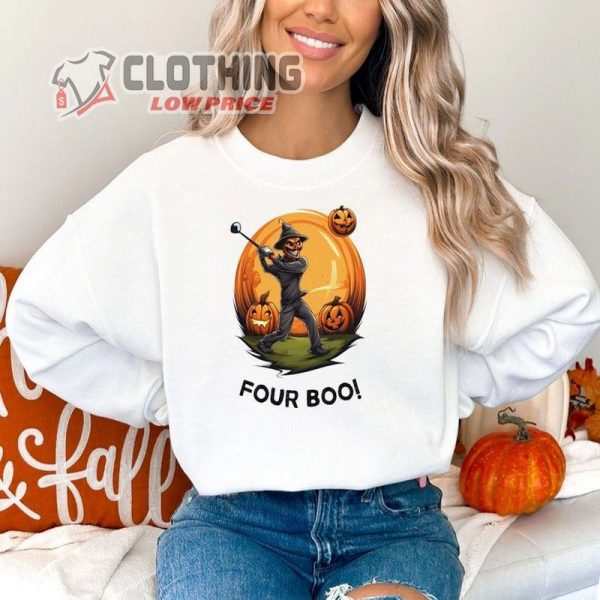 Funny Halloween Gift For Golfers, Halloween Golf Four Boo Funny Shirt, Retro Golfer Swinging Pumpkins