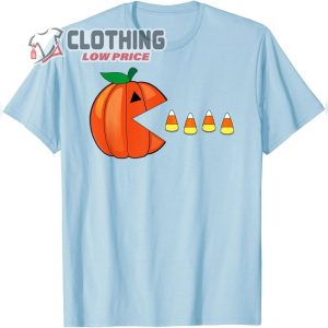 Funny Halloween Pumpkin Eating Candy Corn T Shirt1 3