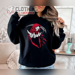 Grim Reaper Skull Red Hood Hoodie, Scary And Spooky Hoodie, God Angel Of Death Ghost Hoodie, Hooded Grim Reaper Skull Hoodie, Halloween Gifts