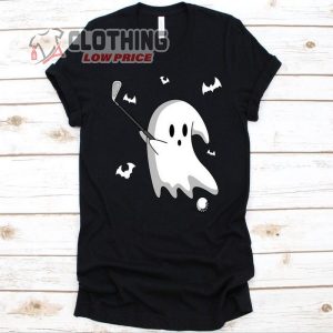 Ghost Playing Golf Shirt Halloween Golf Design Trick Or Treat Halloween Tee Cute Ghost Graphic Golf Golf Player Golf Lover Golf Club