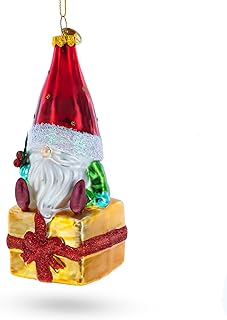 Gnome Bearing Gifts Blown Glass Christmas Ornament amazon