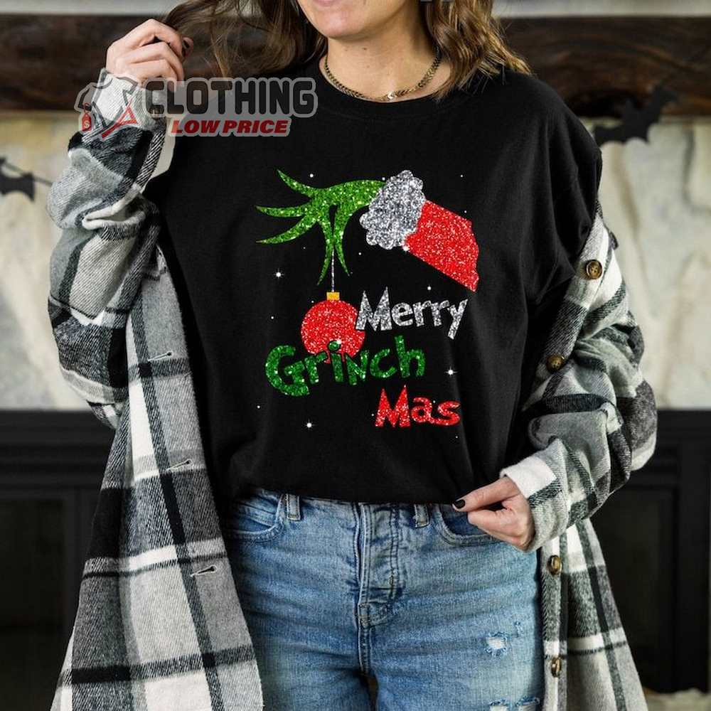 Grinch Hand Holding Ornament Christmas Sweatshirt