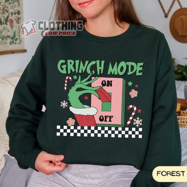 Grinch Mode On Off Retro Sweatshirt Grinch Hoodie Christmas Cute Xmas Tee Grinch Sweat1 1