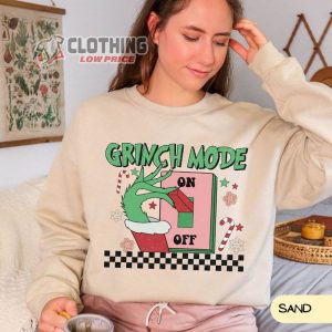 Grinch Mode On Off Retro Sweatshirt, Grinch Hoodie, Christmas Cute Xmas Tee, Grinch Sweat