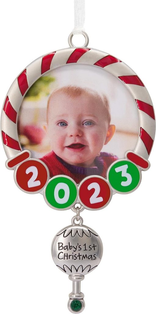 Hallmark Babys First Christmas Red and Green 2023 Photo Frame Christmas Ornament amazon