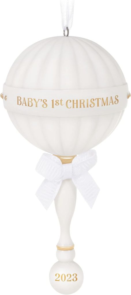 Hallmark Keepsake Christmas Ornament 2023 Babys First Christmas Porcelain Baby Rattle amazon