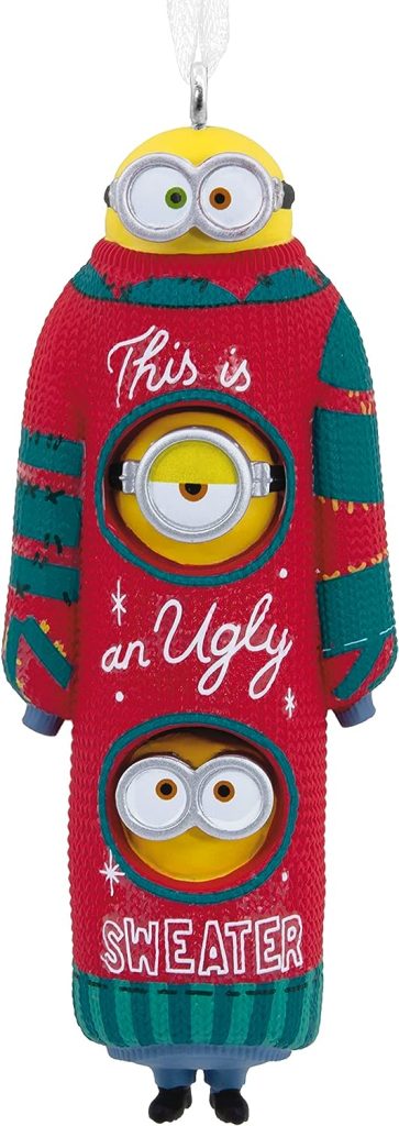 Hallmark Minions The Rise of Gru Bob Kevin and Stuart The Minions in Ugly Christmas Sweater Christmas Ornament amazon