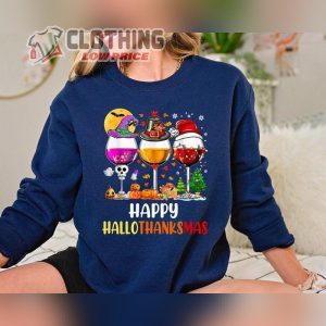 Hallothankmas Sweatshirt, Funny Halloween Thankgiving Christmas Sweater, Happy Hallothankmas Shirt, Holiday Sweatshirts