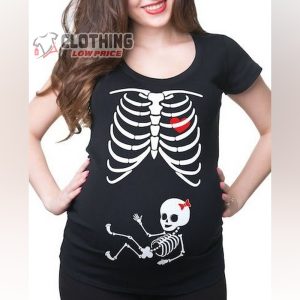 Halloween Skeleton Maternity Shirt, Halloween Baby Shirt, Pregancy Shirt For Halloween, Couple Matching Tee Gift