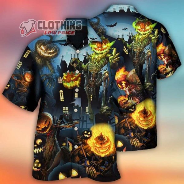 Halloween Crazy Pumpkin Hawaiian Shirt, Halloween Pumpkin Shirt, Halloween Horror Movie Shirt, Spooky Halloween, Halloween Gift