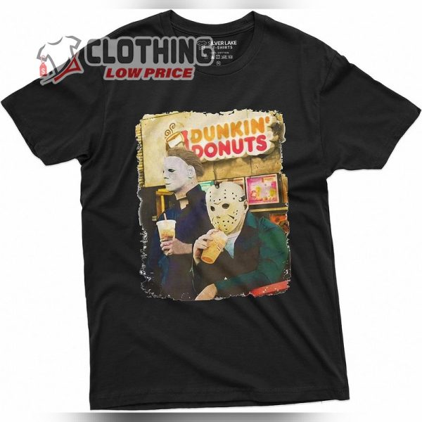 Halloween Movie Inspired T-Shirt, Michael Myers Drinking Coffee Funny Humorous Tee