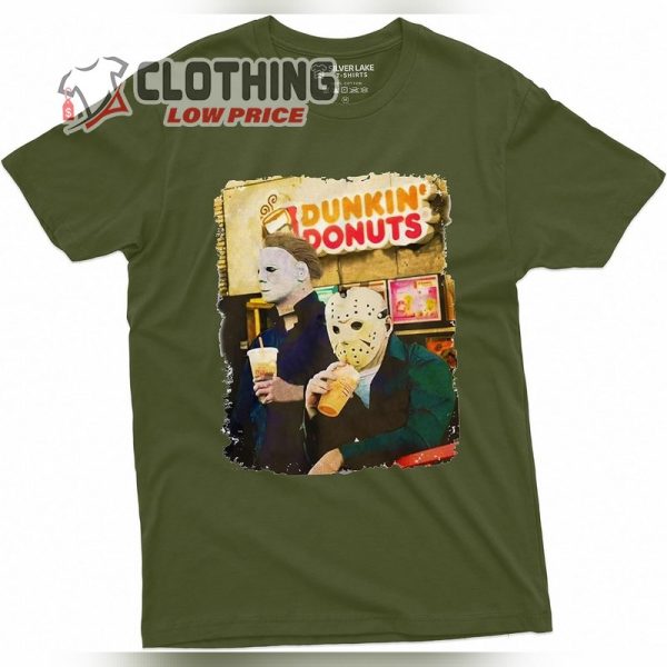 Halloween Movie Inspired T-Shirt, Michael Myers Drinking Coffee Funny Humorous Tee