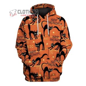 Halloween Pumpkin Black Cat 3D Hoodie 1